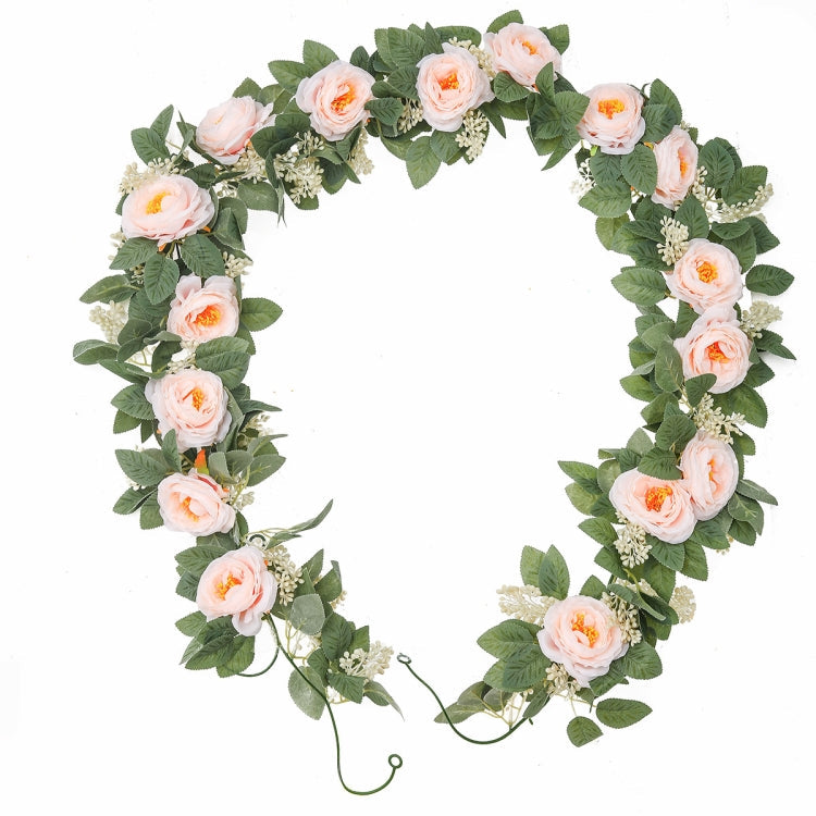 2pcs 2m Simulation Flower Rattan Party Decoration Forest Wedding Arrangement Artificial Rose Rattan(Champagne)