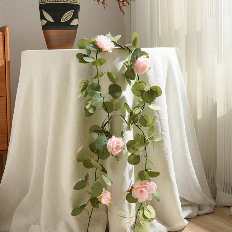 2pcs 2m Simulation Flower Rattan Party Decoration Forest Wedding Arrangement Artificial Rose Rattan(White)