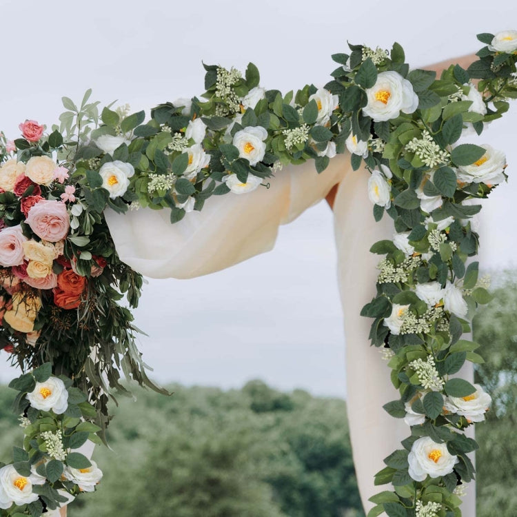 2pcs 2m Simulation Flower Rattan Party Decoration Forest Wedding Arrangement Artificial Rose Rattan(Champagne)