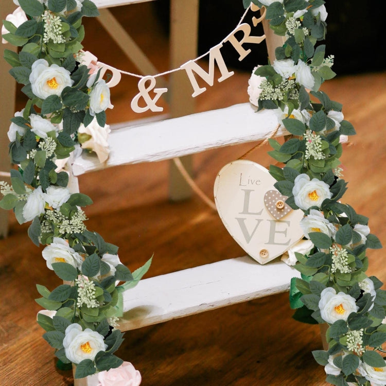 2pcs 2m Simulation Flower Rattan Party Decoration Forest Wedding Arrangement Artificial Rose Rattan(White)