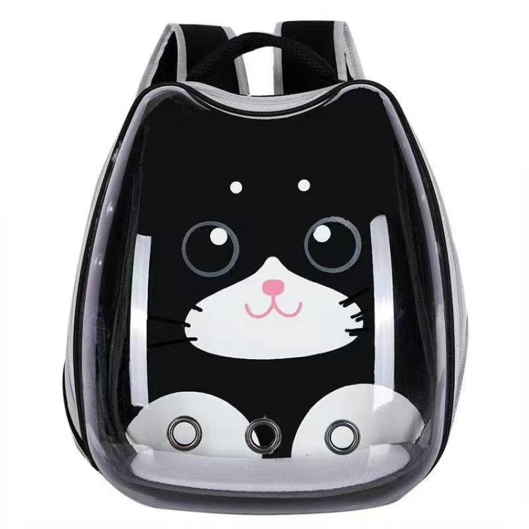 Cartoon Pattern Cat Transparent Pet Bag Space Capsule Portable Pet Backpack, Color: Black