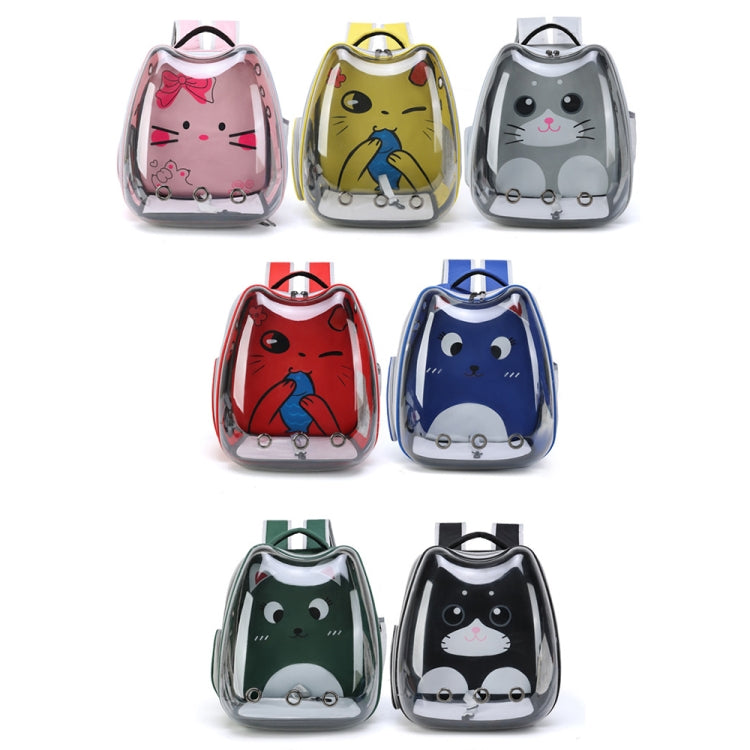 Cartoon Pattern Cat Transparent Pet Bag Space Capsule Portable Pet Backpack, Color: Pink