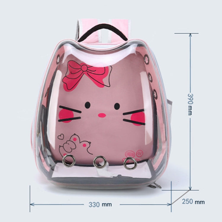 Cartoon Pattern Cat Transparent Pet Bag Space Capsule Portable Pet Backpack, Color: Pink