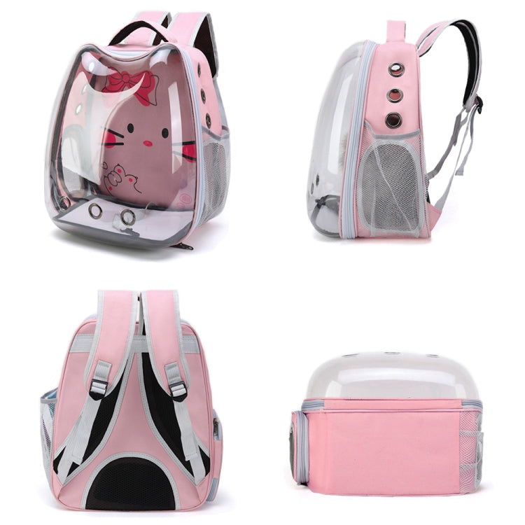 Cartoon Pattern Cat Transparent Pet Bag Space Capsule Portable Pet Backpack, Color: Pink