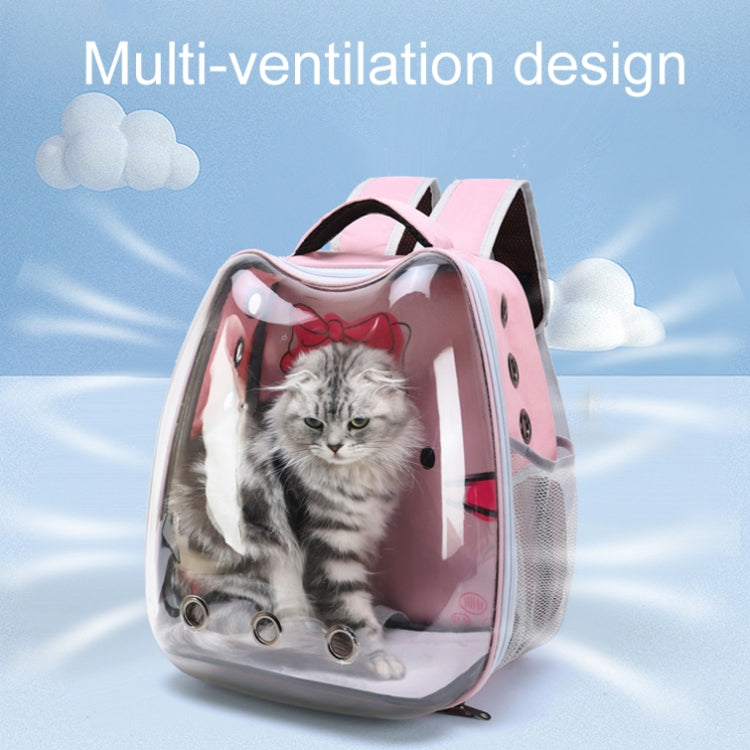 Cartoon Pattern Cat Transparent Pet Bag Space Capsule Portable Pet Backpack, Color: Blue