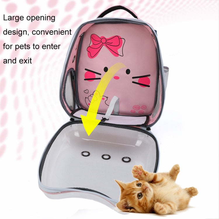 Cartoon Pattern Cat Transparent Pet Bag Space Capsule Portable Pet Backpack, Color: Pink