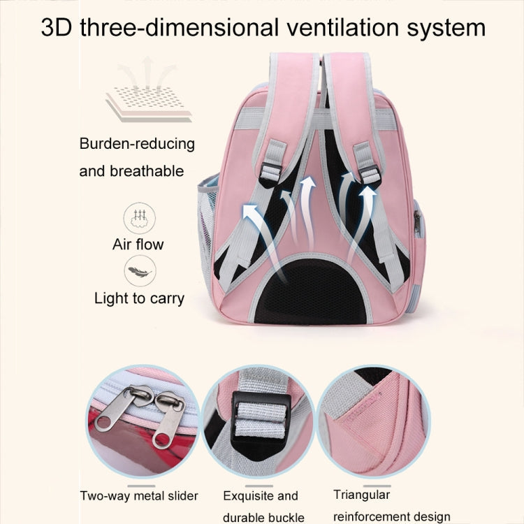 Cartoon Pattern Cat Transparent Pet Bag Space Capsule Portable Pet Backpack, Color: Blue