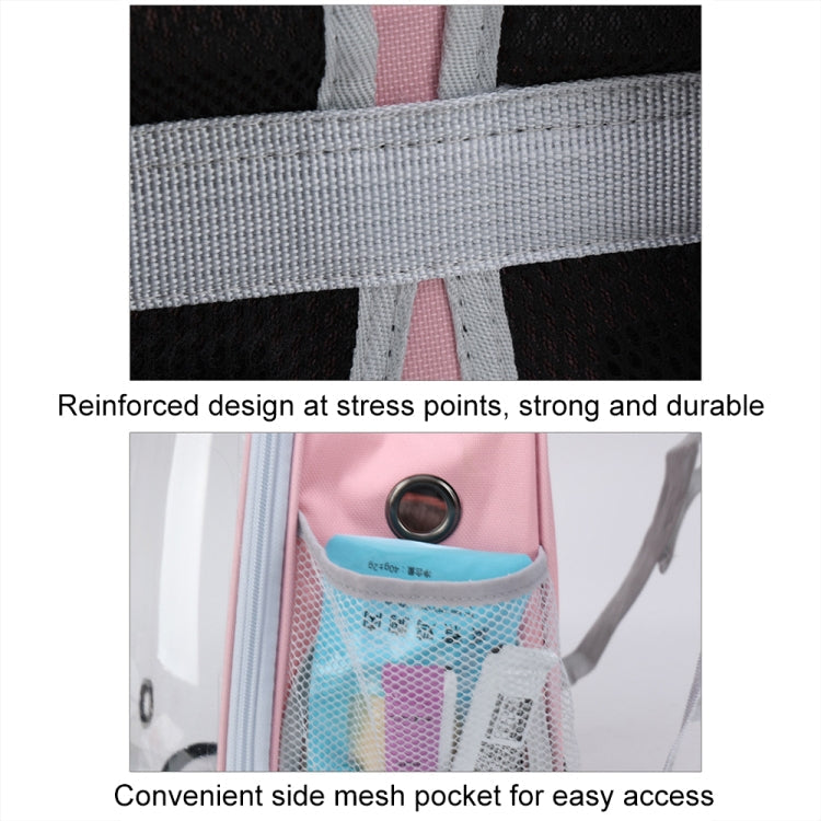 Cartoon Pattern Cat Transparent Pet Bag Space Capsule Portable Pet Backpack, Color: Pink