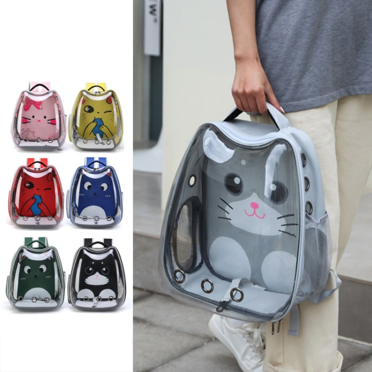 Cartoon Pattern Cat Transparent Pet Bag Space Capsule Portable Pet Backpack, Color: Pink