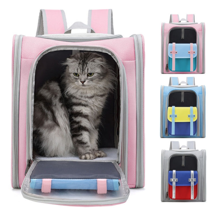 Square Foldable Cats Backpack Pets Outdoor Portable Double Shoulder Bag(Model 8 Gray)