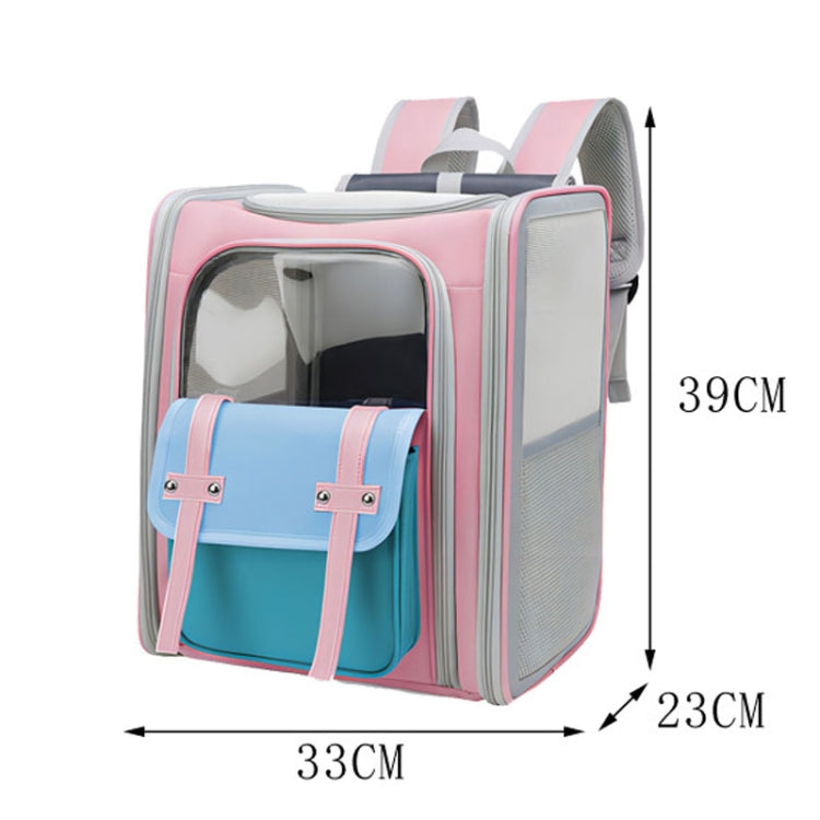 Square Foldable Cats Backpack Pets Outdoor Portable Double Shoulder Bag(Model 8 Gray)
