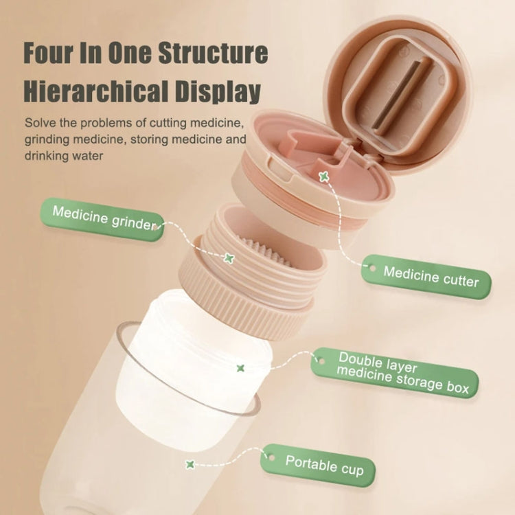 Portable 4 In 1 Mini Pill Box Multifunctional Cutting And Dispensing Device(Pink)
