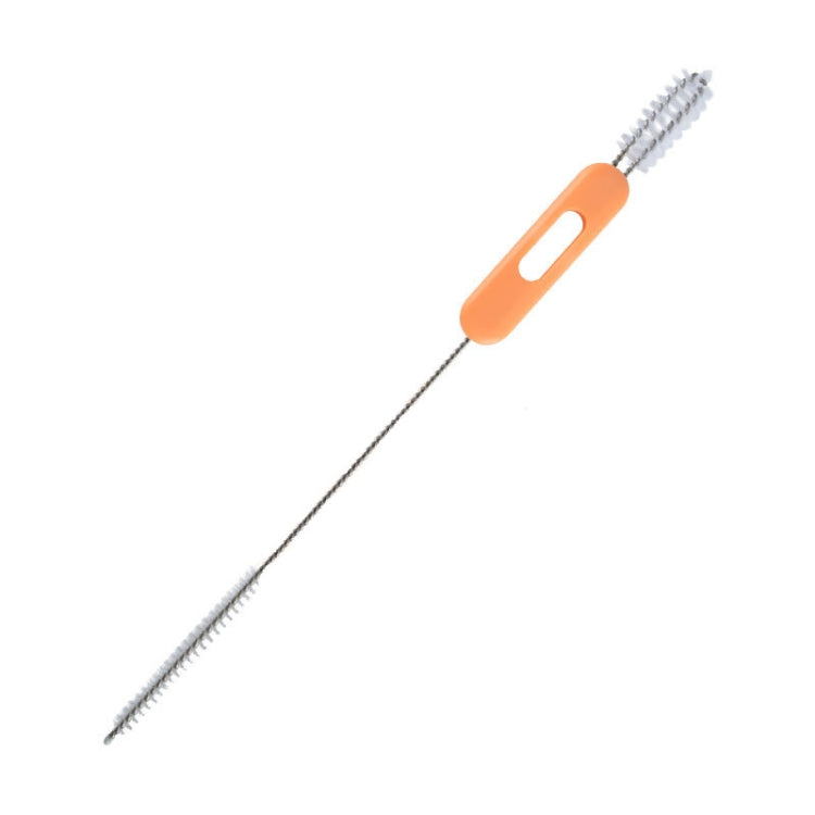 Multifunctional Straw Lid Cleaning Brush Nylon Stainless Steel Crevice Scrubber Comb(Orange)