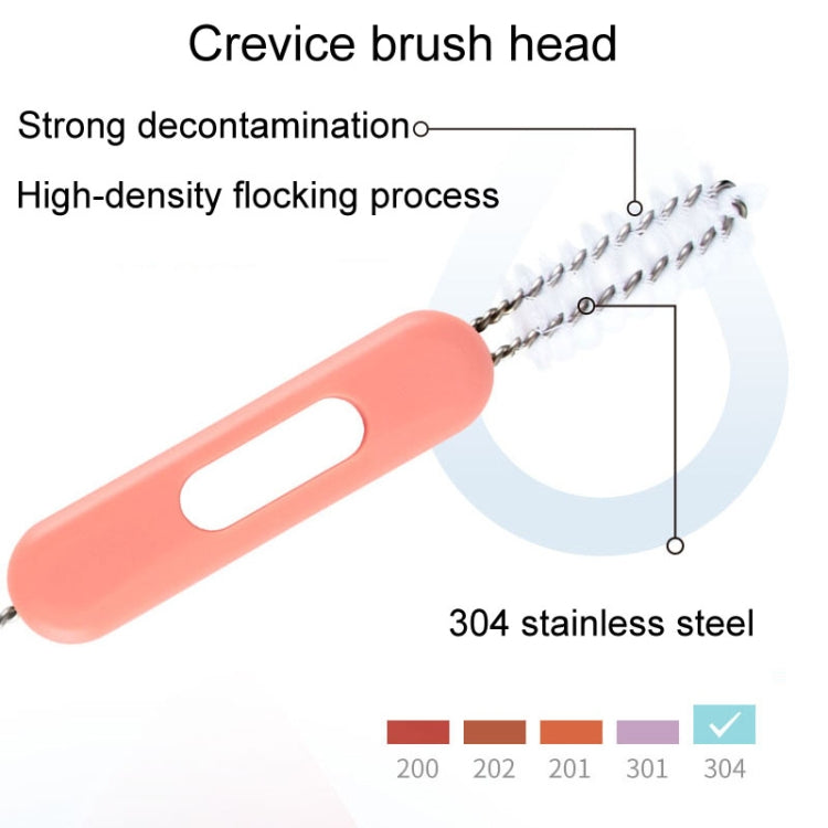 Multifunctional Straw Lid Cleaning Brush Nylon Stainless Steel Crevice Scrubber Comb(Blue)