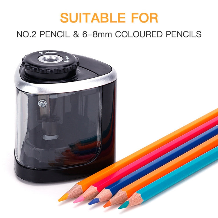 TENWIN Electrical Pencil Sharpener Student Stationery Semi-Automatic Sharpeners Battery Model(Black)