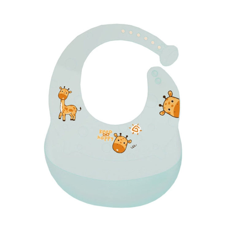 Baby Anti-Dirty Eating Bib Waterproof Silicone Infant Auxiliary Food Bib Drool Towel(Blue)