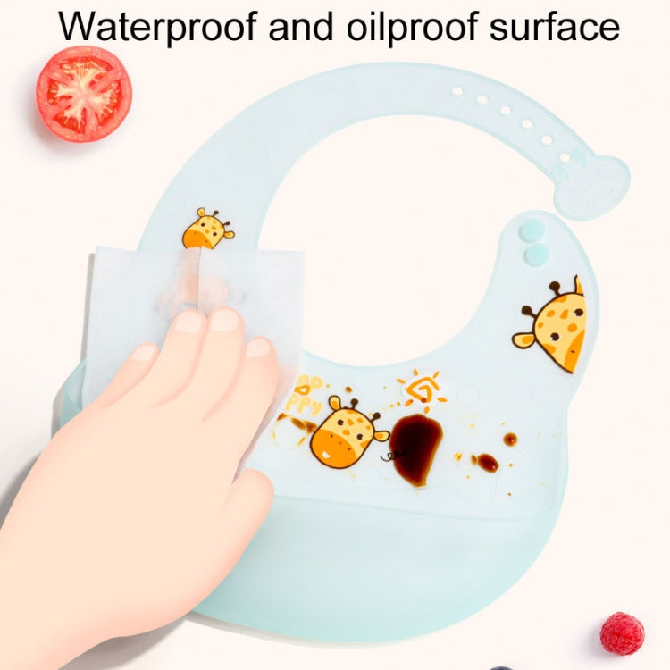 Baby Anti-Dirty Eating Bib Waterproof Silicone Infant Auxiliary Food Bib Drool Towel(Blue)