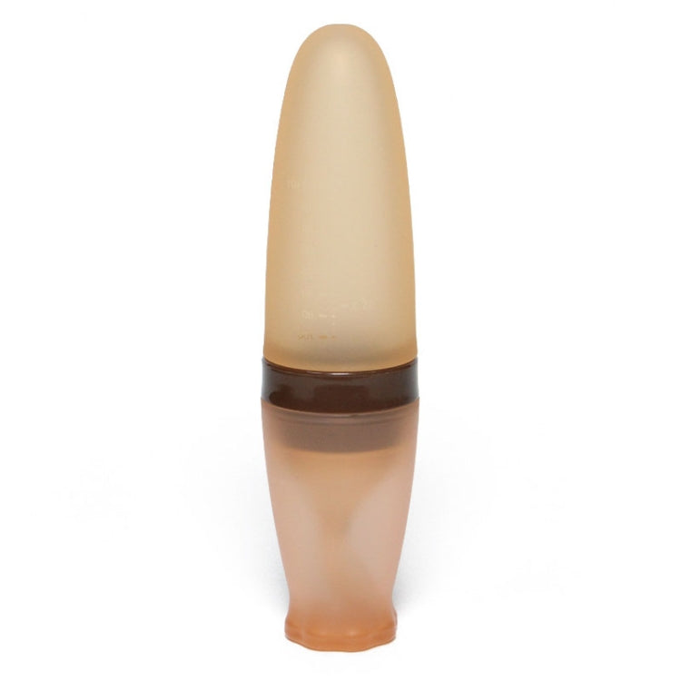 Infant Silicone Rice Paste Spoon Squeeze Feeding Soft Scoop Baby Complementary Food Tableware(Brown)