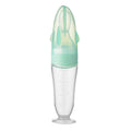 Baby Silicone Bottle Squeezeable Feeding Spoon Childrens Supplementary Bottle Feeder(Green)
