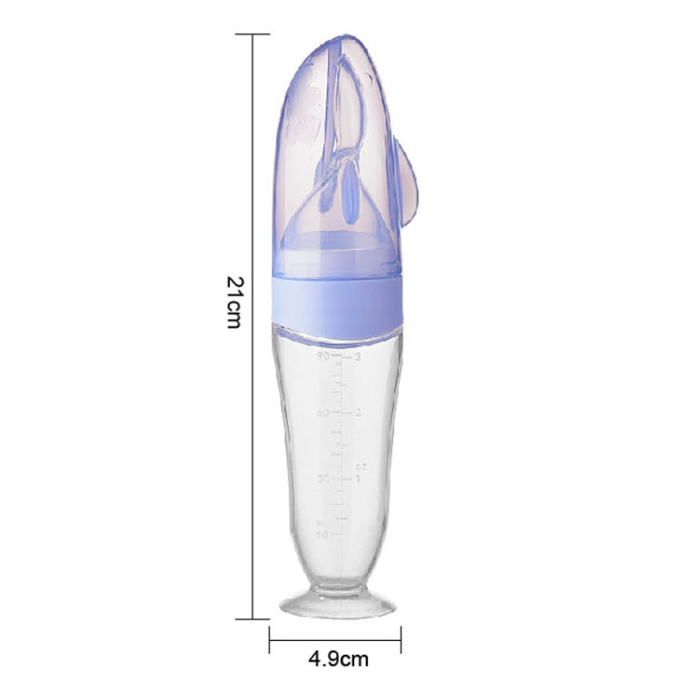 Baby Silicone Bottle Squeezeable Feeding Spoon Childrens Supplementary Bottle Feeder(Green)