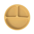 3 Compartments Baby Silicone Suction Cup Plate Childrens Complementary Feeding Bowl(Yellow)