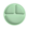 3 Compartments Baby Silicone Suction Cup Plate Childrens Complementary Feeding Bowl(Green)