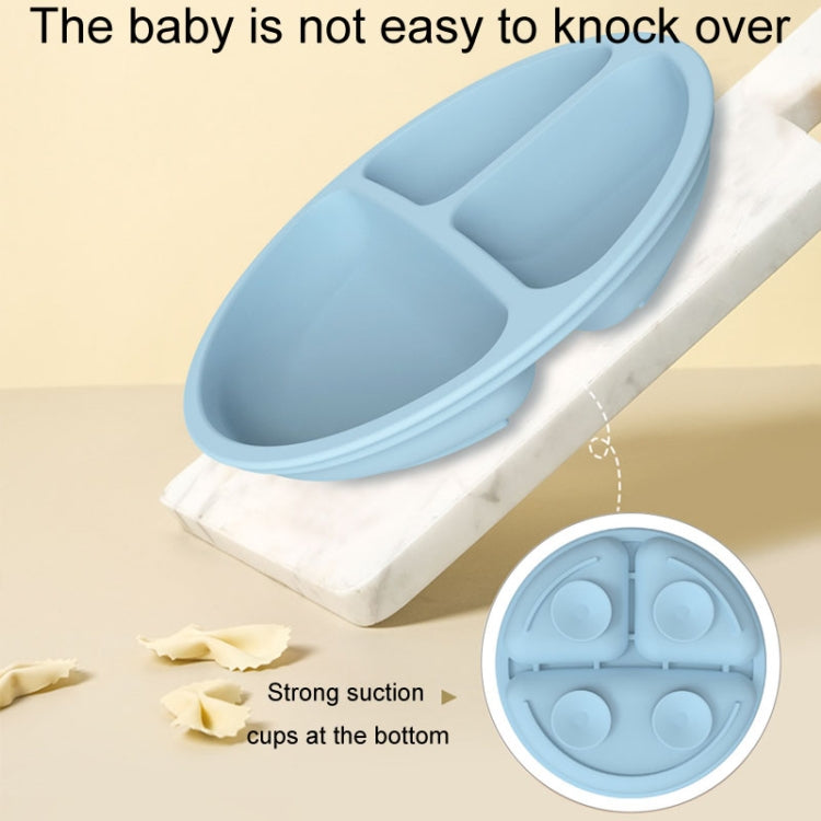 3 Compartments Baby Silicone Suction Cup Plate Childrens Complementary Feeding Bowl(Yellow)