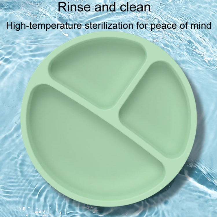 3 Compartments Baby Silicone Suction Cup Plate Childrens Complementary Feeding Bowl(Yellow)