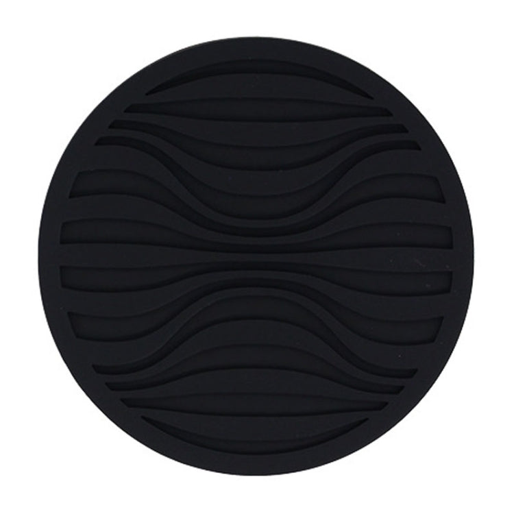 10x0.5cm Round Silicone Coaster Non-Slip Wave Mug Heat Insulation Cushion Drainage Coffee And Tea Coaster, Color: Black
