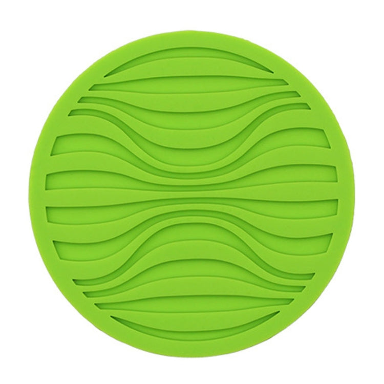 10x0.5cm Round Silicone Coaster Non-Slip Wave Mug Heat Insulation Cushion Drainage Coffee And Tea Coaster, Color: Green