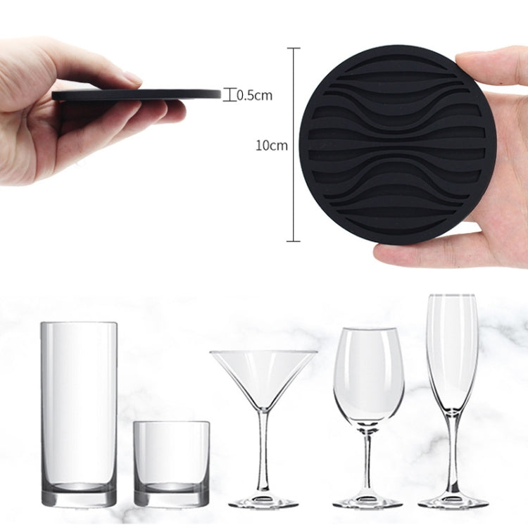 10x0.5cm Round Silicone Coaster Non-Slip Wave Mug Heat Insulation Cushion Drainage Coffee And Tea Coaster, Color: Marble Color