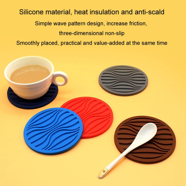 10x0.5cm Round Silicone Coaster Non-Slip Wave Mug Heat Insulation Cushion Drainage Coffee And Tea Coaster, Color: Marble Color