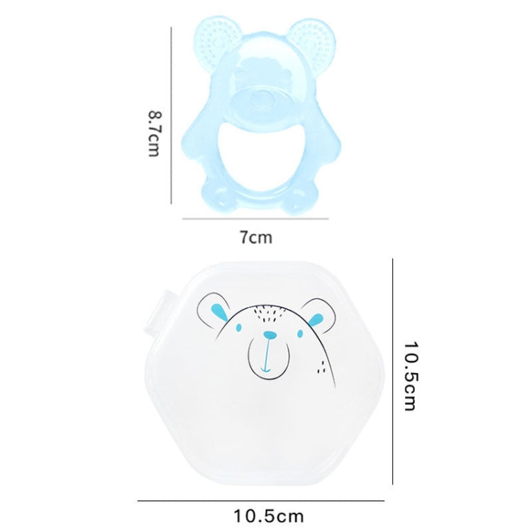 Baby Teething Stick Toys Childrens Silicone Bear Bites With Storage Box(Blue)