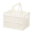 Stacking Folding Storage Baskets Home Kitchen Storage Bin Organizer With Handle 24.4 x 18 x 1.4cm(White)