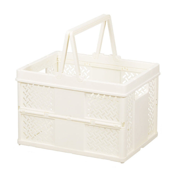 Stacking Folding Storage Baskets Home Kitchen Storage Bin Organizer With Handle 24.4 x 18 x 1.4cm(White)