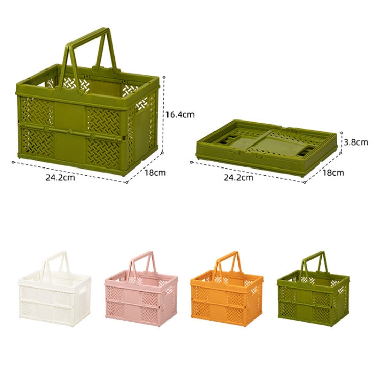 Stacking Folding Storage Baskets Home Kitchen Storage Bin Organizer With Handle 24.4 x 18 x 1.4cm(White)