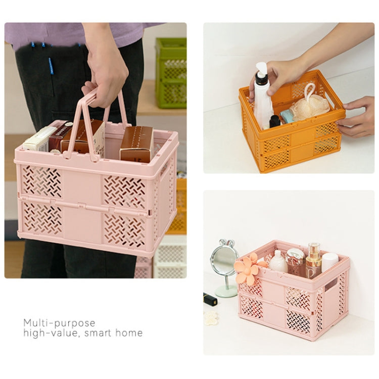 Stacking Folding Storage Baskets Home Kitchen Storage Bin Organizer With Handle 24.4 x 18 x 1.4cm(White)