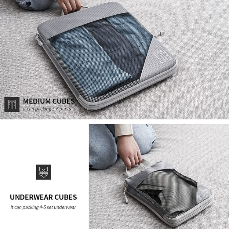 6 In 1 Compression Mesh Travel Cubes Clothes Underwear Packing Bags(Red)