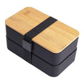 1200ml Portable Compartment Insulated Double Layer Lunch Box Microwavable Plastic Food Container, Color: Without  Insulation Bag Black
