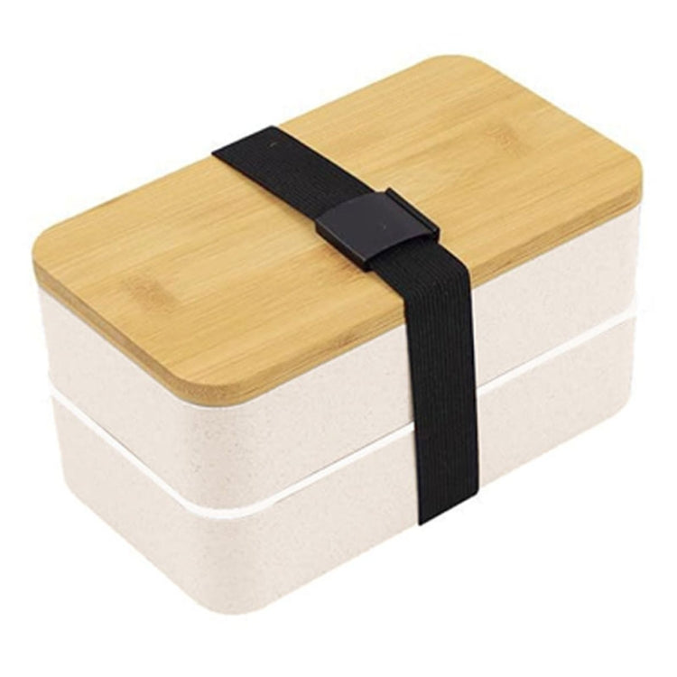 1200ml Portable Compartment Insulated Double Layer Lunch Box Microwavable Plastic Food Container, Color: Without Insulation Bag White