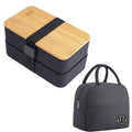 1200ml Portable Compartment Insulated Double Layer Lunch Box Microwavable Plastic Food Container, Color: With Insulation Bag Black