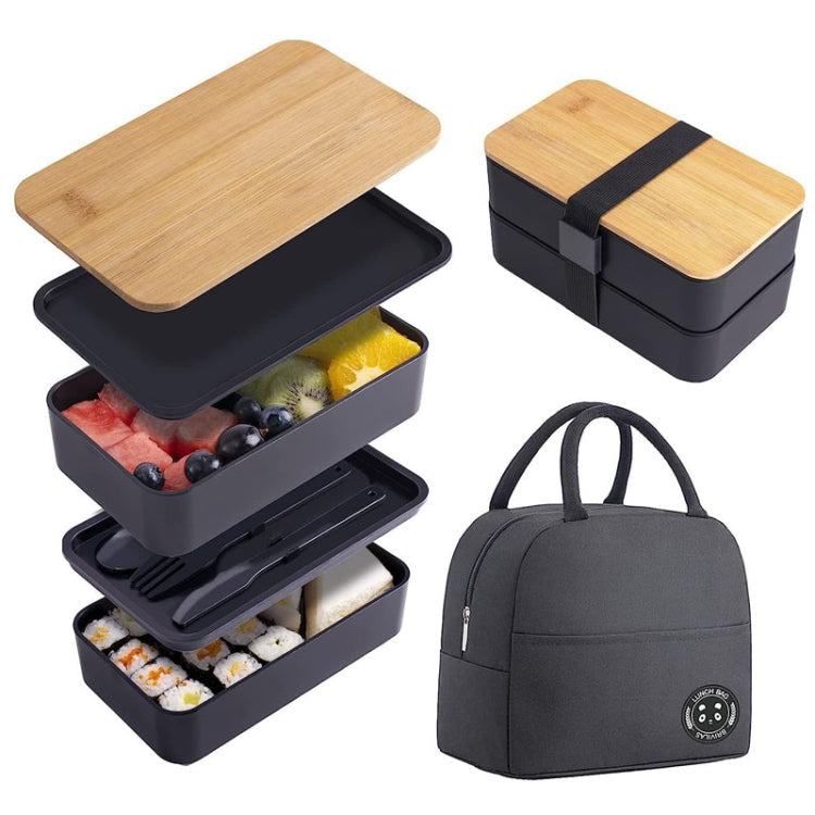 1200ml Portable Compartment Insulated Double Layer Lunch Box Microwavable Plastic Food Container, Color: Without Insulation Bag White