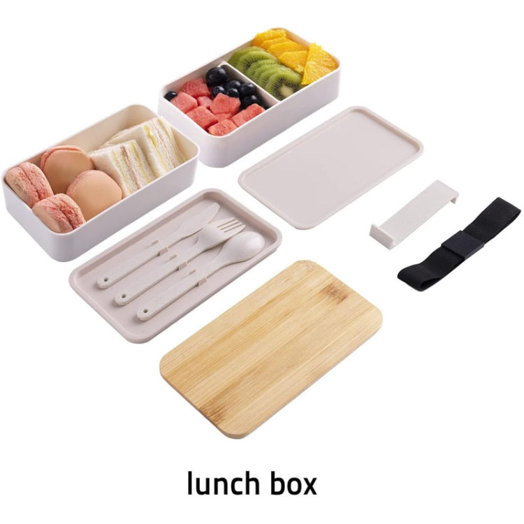 1200ml Portable Compartment Insulated Double Layer Lunch Box Microwavable Plastic Food Container, Color: Without Insulation Bag White