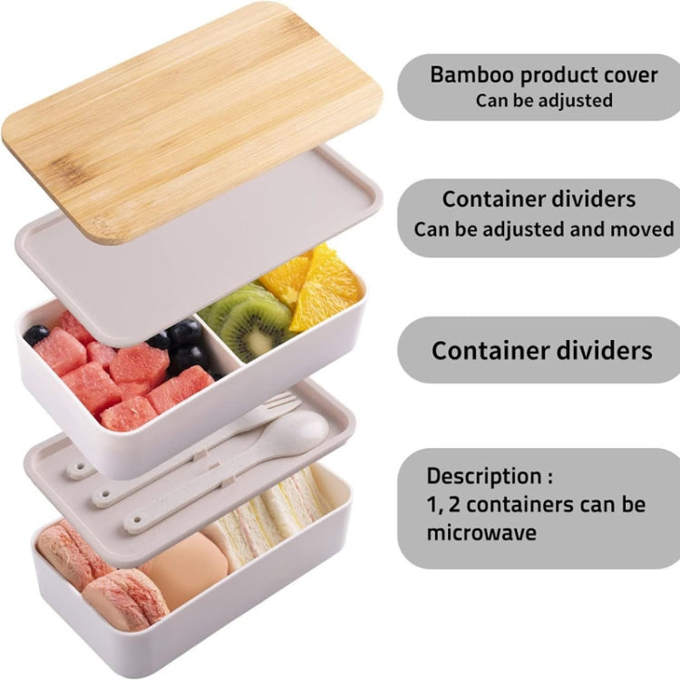 1200ml Portable Compartment Insulated Double Layer Lunch Box Microwavable Plastic Food Container, Color: Without Insulation Bag White