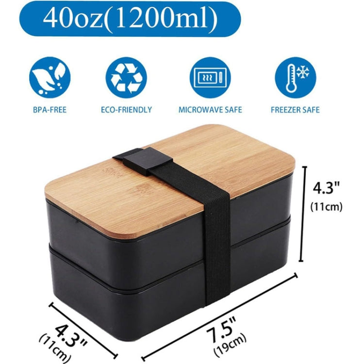 1200ml Portable Compartment Insulated Double Layer Lunch Box Microwavable Plastic Food Container, Color: With Insulation Bag White