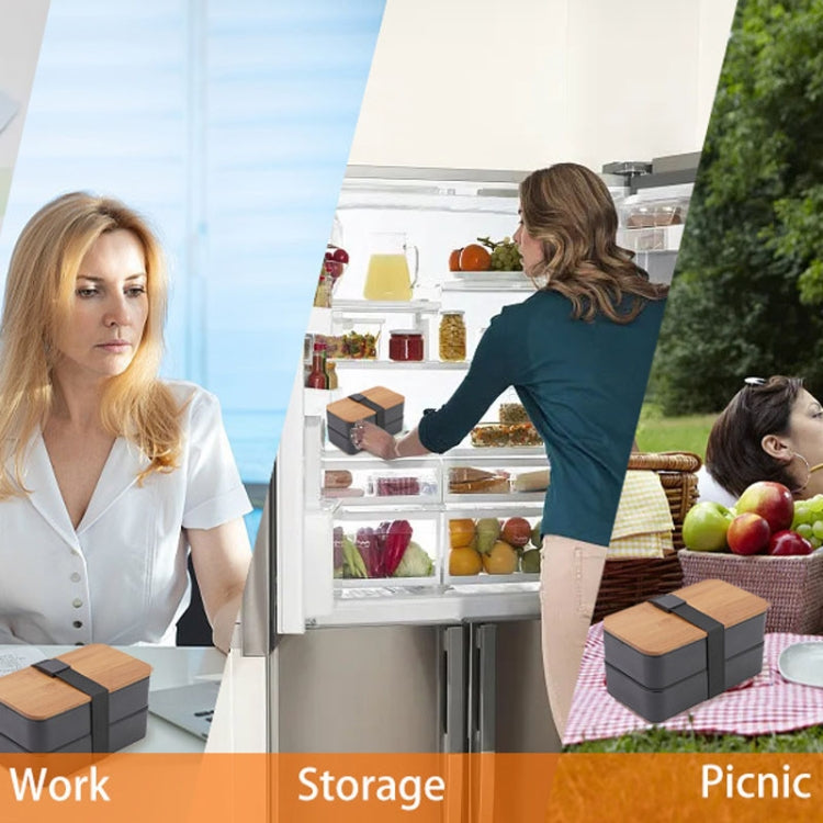 1200ml Portable Compartment Insulated Double Layer Lunch Box Microwavable Plastic Food Container, Color: With Insulation Bag White