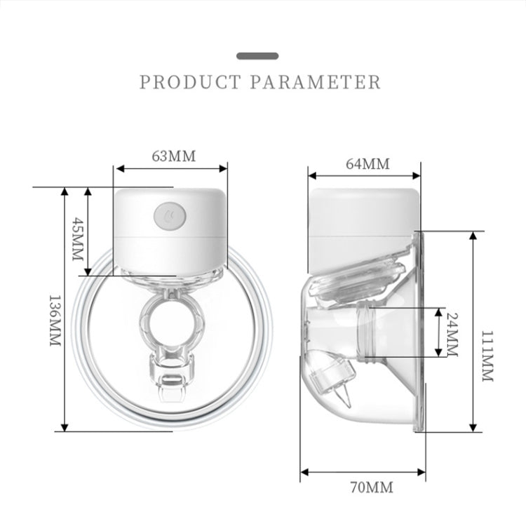 S12 LCD Screen Smart Large Capacity Portable Wearable Silent Electric Breast Pump, Color: White
