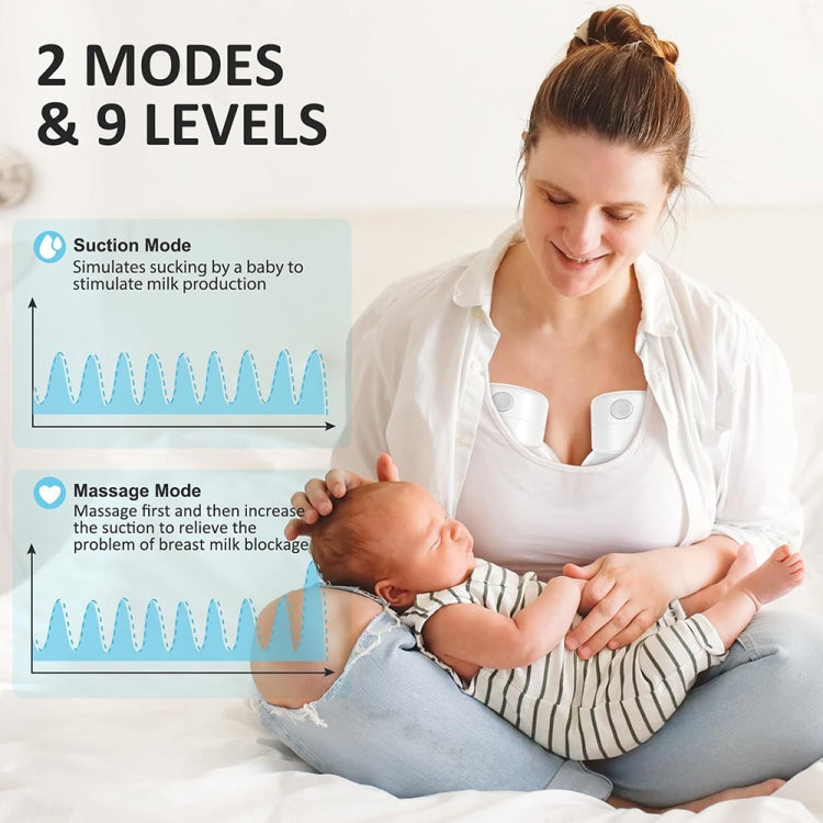 S12 LCD Screen Smart Large Capacity Portable Wearable Silent Electric Breast Pump, Color: White