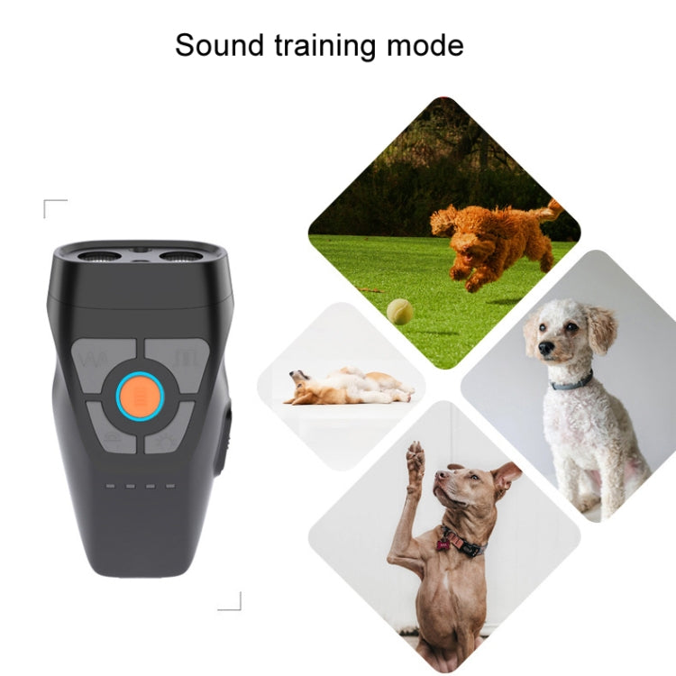 Dual Ultrasonic Repeller Pet Stop Barker With Mobile Power Supply Flashing Lighting Horn Function(Black)