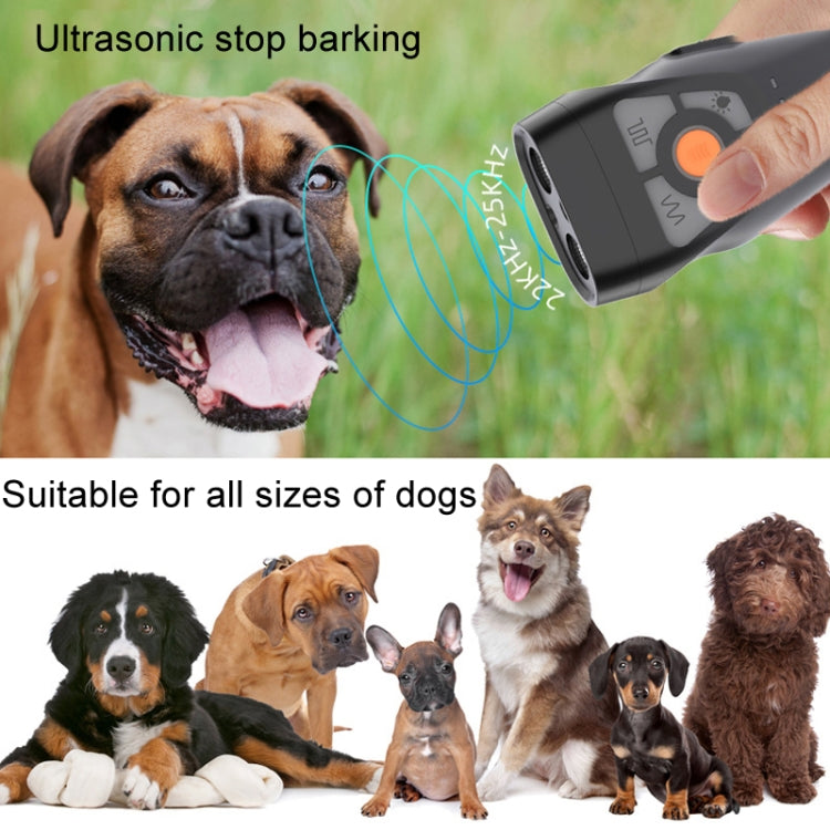 Dual Ultrasonic Repeller Pet Stop Barker With Mobile Power Supply Flashing Lighting Horn Function(Black)